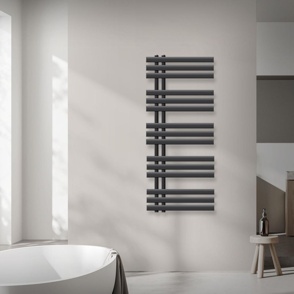 LuxeBath Iron EM Design Badheizkörper - 500 x 1200 mm - Anthrazit - Designheizkörper Paneelheizkörper Heizkörper Handtuchwärmer, ohne Heizstab