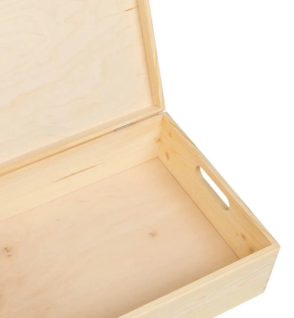 Scatola in Legno Grezzo con Coperchio 40x30x13 cm per Decoupage - 6
