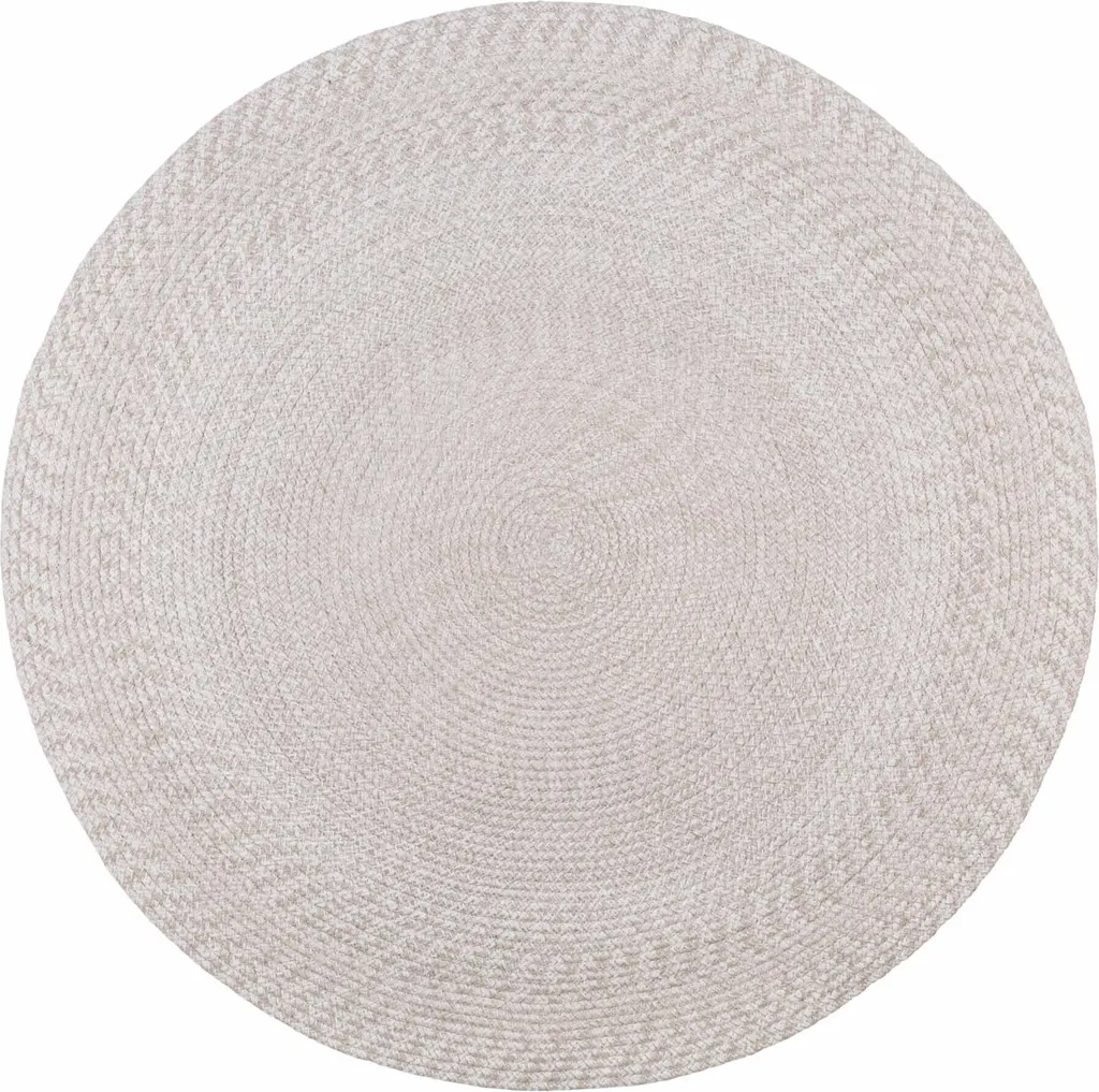 Tapis Rond Extérieur 120cm Menorca Sable en Fibres Robustes et Traitées UV