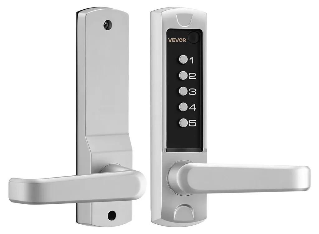 Serrure de porte mécanique sans clé argentée avec code 2.0 à 5 chiffres - 9