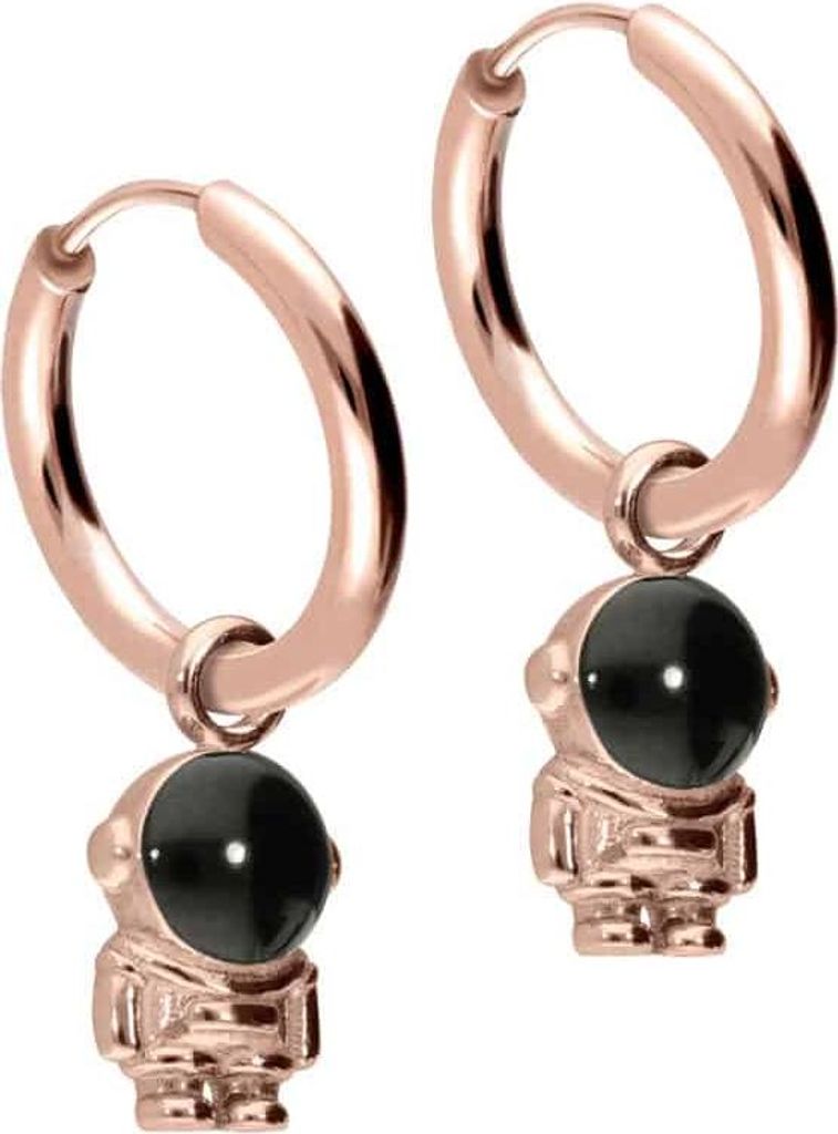 Chirurgenstahl Ohrclicker Creolen ASTRONAUT RoséGold Innendurchmesser: 12mm + Designstärke: 2mm