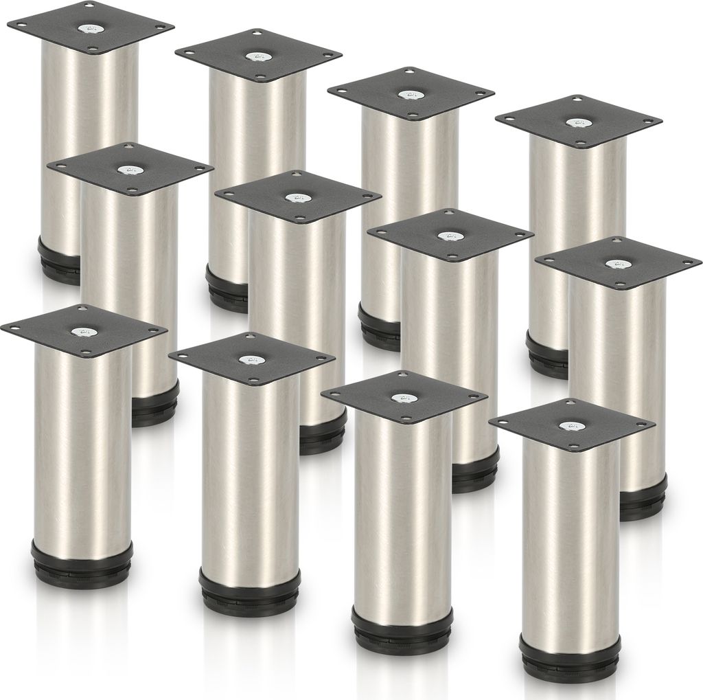 Hengda 12er Set Möbelfüße Tischbein Set Sofafüße Möbelbeine Bettstützen Sofafüße Schrankfuß Möbelbeine Edelstahl 200mm