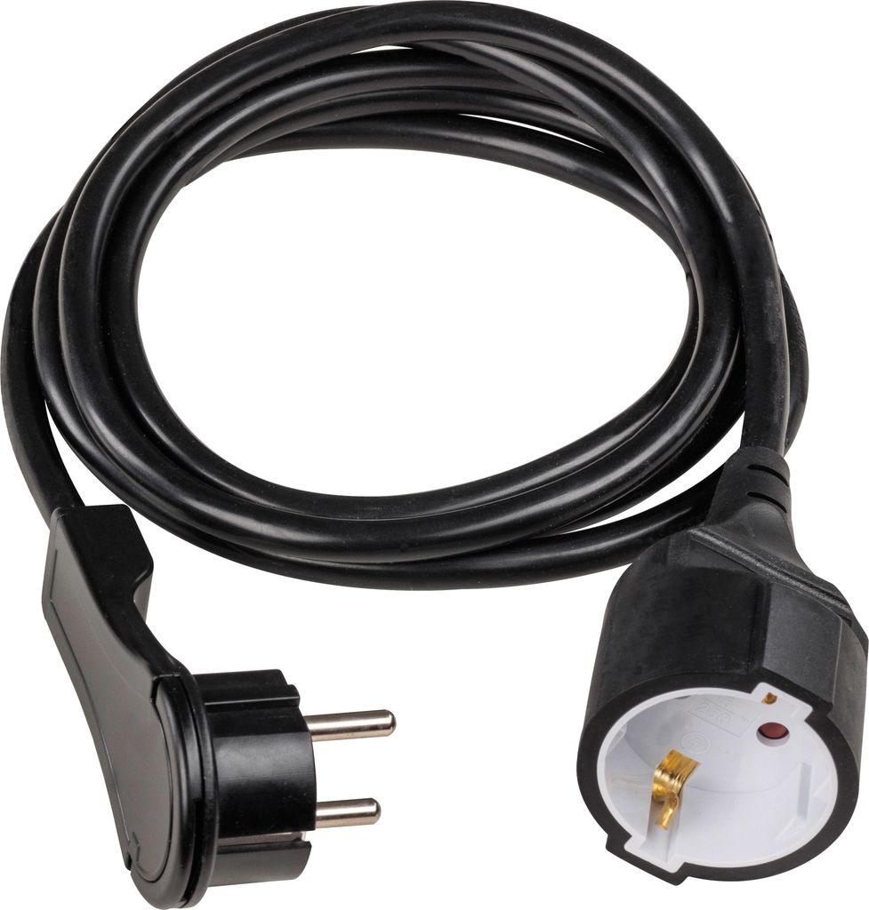 as-Schwabe PVC Schuko-Verlängerungskabel 2m Flachstecker Produktbild 