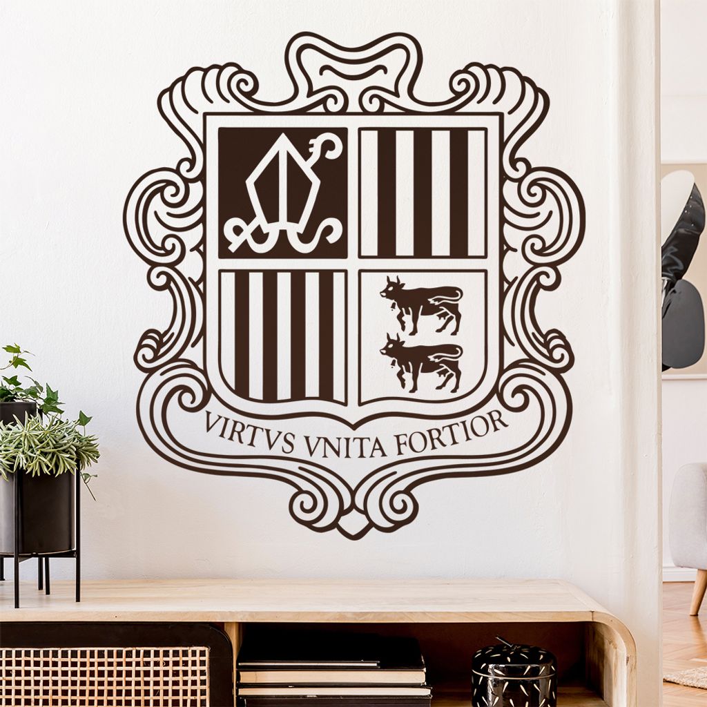 Andorra Wappen Wandtattoo Wandaufkleber Wall Sticker - Dekoration, Küche, Wohnzimmer, Schlafzimmer, Badezimmer