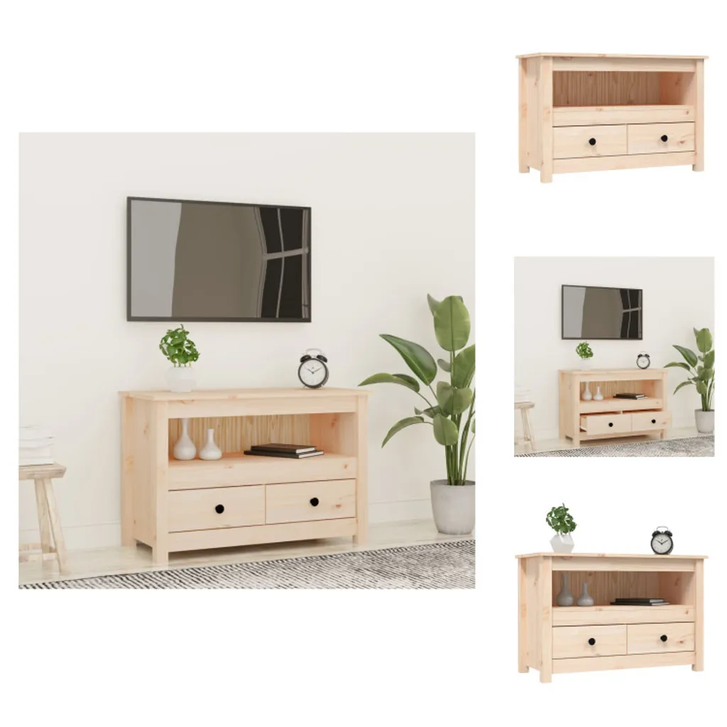 Mobile TV vidaXL 79x35x52 cm in Legno di Pino Massiccio | Design Rustico