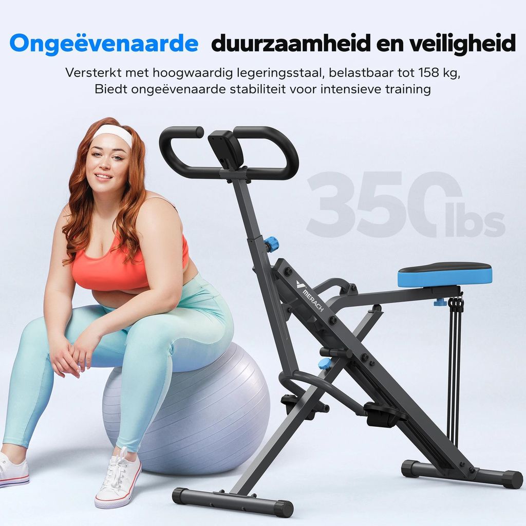 2-in-1 Kniebeuge- & Rudergerät - R07 - Klappbar - LCD-Display - Stahlrahmen - Bis 159 kg - 110×49×124,5 cm - Schwarz