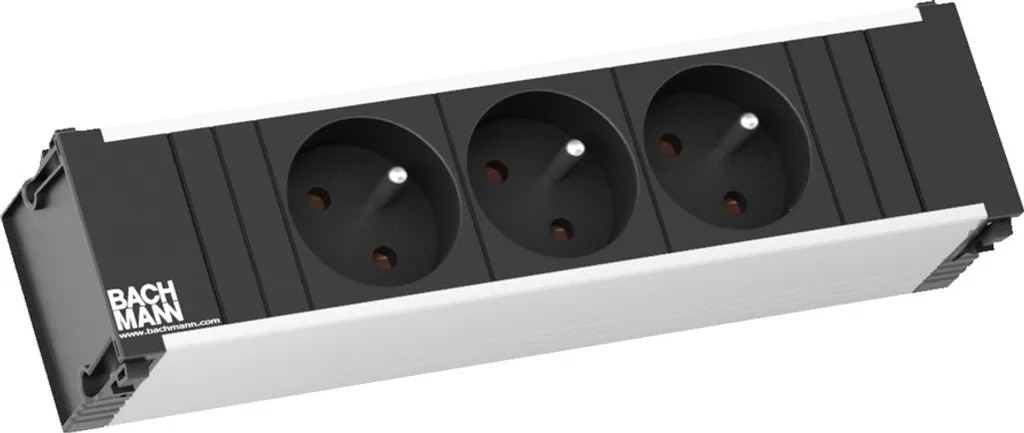 Multiprise de bureau escamotable Bachmann Coni 3xUTE câble GST18 20 cm
