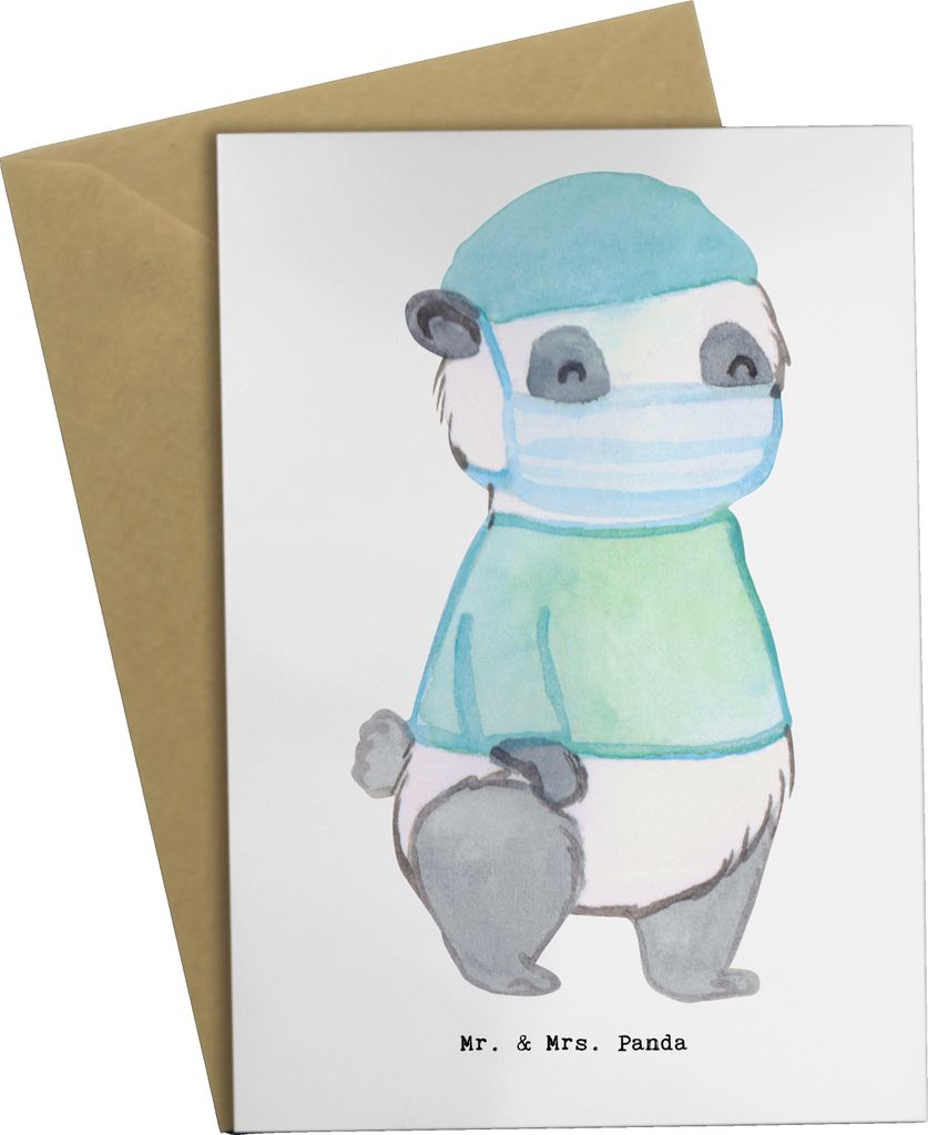 Mr. & Mrs. Panda babykarte Operationsassistent Herz - Weiß - Geschenk, OP, Krankehaus, einladungskarten, Arzt, osterkarten, hochzeitskarten, Ausbi...