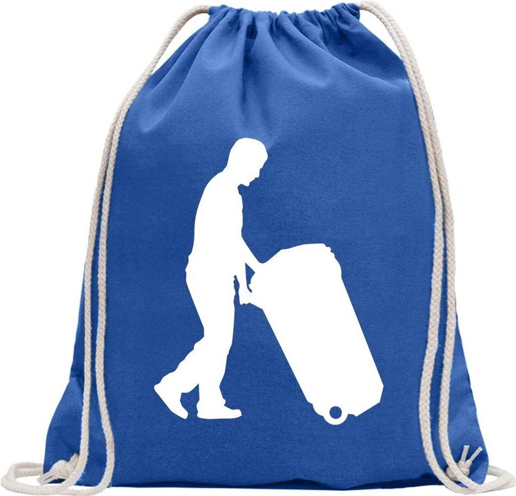 Kiwistar - Turnbeutel - royal - Müllmann Tonne Figur - Fun Rucksack Sport Beutel Gymsack Baumwolle mit Ziehgurt