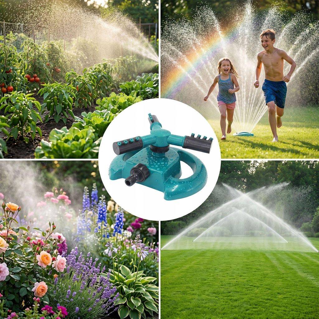 Gartensprinkler, Drehbarer Sprinkler Mit 3 Armen, 360°, Produktbild 