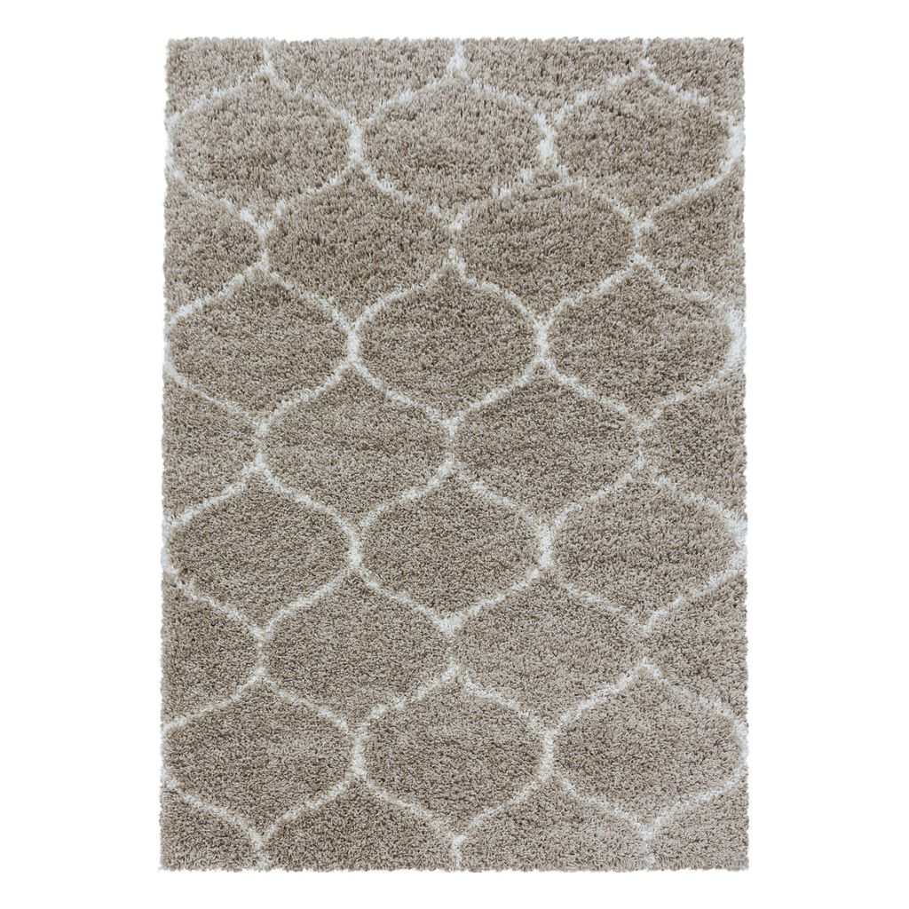 Villa Möbel Salaro Wohnzimmer-Teppich, Hochflor-Teppich, Skandinavisches Design, Farbe:Beige, Grösse:120x170 cm