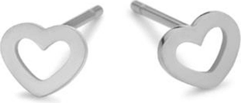 CO88 Collection Oorbellen Dames - Oorstekers - Open Hart - Ø6mm - Staal - Zilverkleurig - 8CE-70309