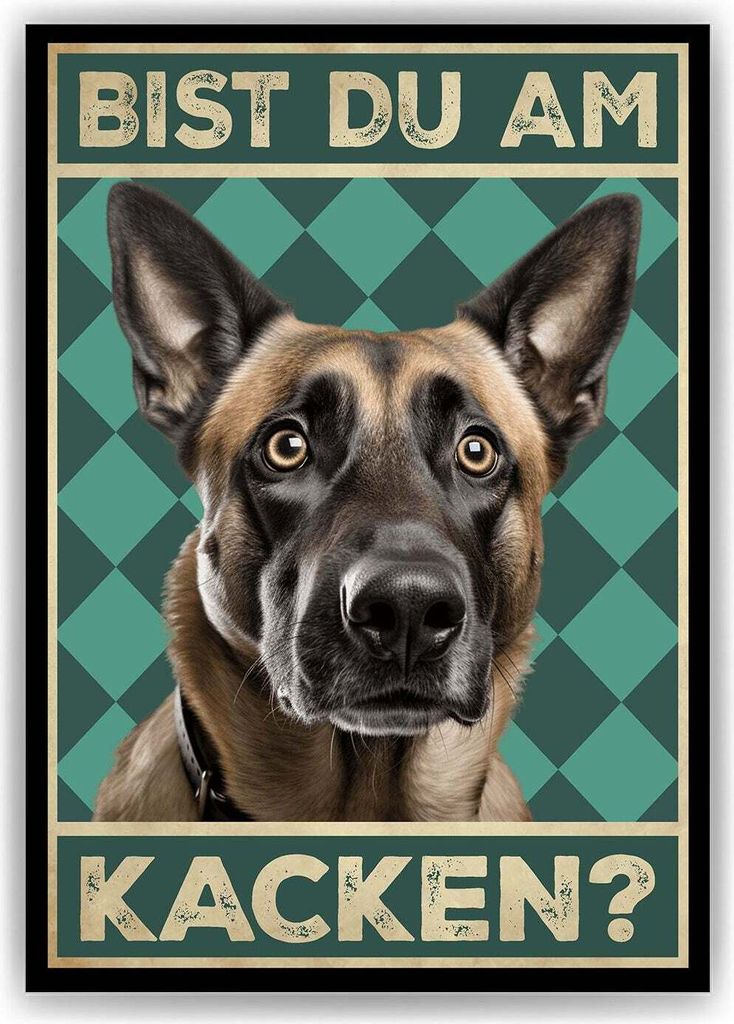 Malinois - Bist du am Kacken? Hunde Poster Badezimmer Gästebad Wandbild Klo Toilette Dekoration Lustiges Gäste-WC Bild DIN A4 – DIN A4 (21x29.7cm)