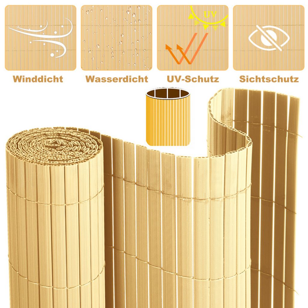 Jopassy 180x600cm Sichtschutzmatte PVC Bambus Kaufland.de