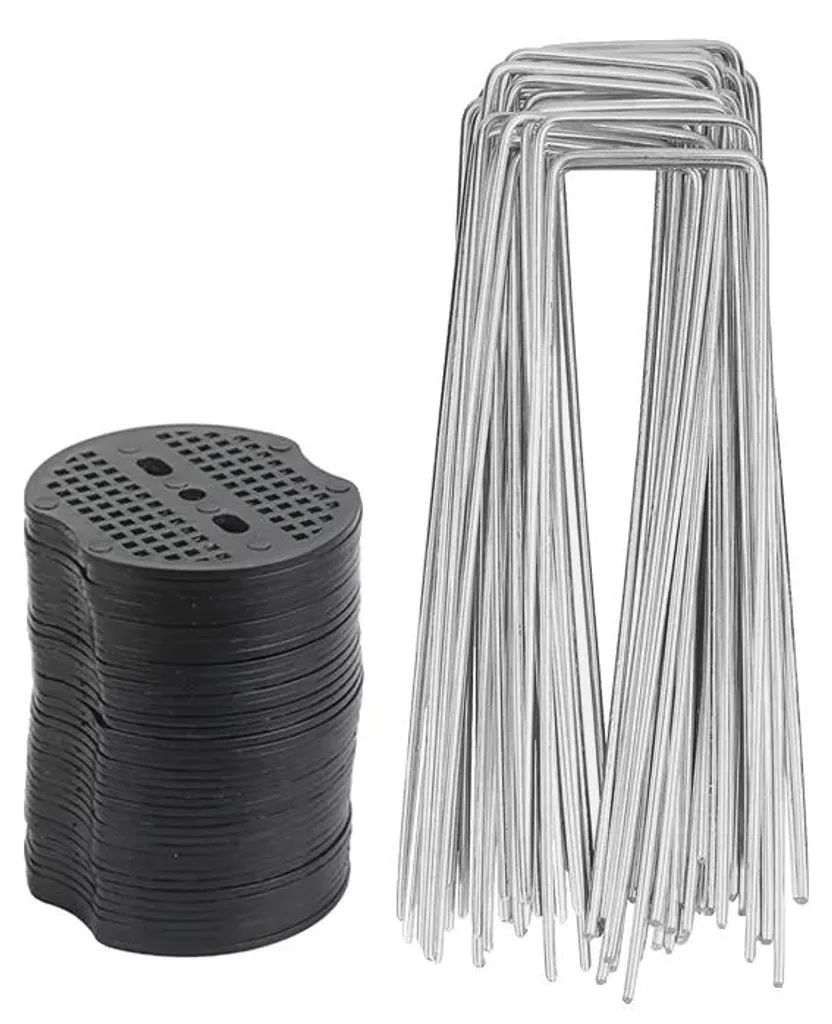 Piquets de fixation pour bâche et tuyau - Lot de 60 agrafes jardin U