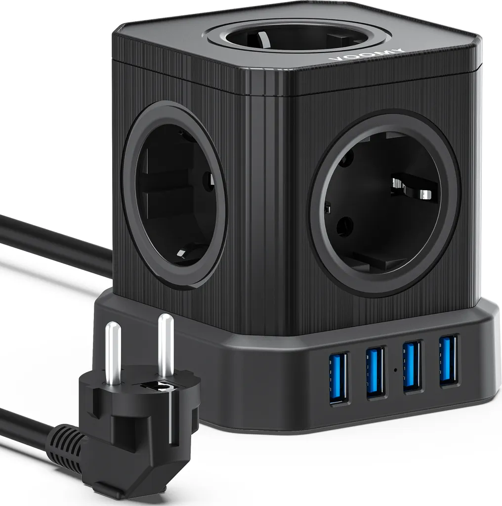 Multiprise Cube Anti-Surtension : 5 Prises et 4 USB pour Tout Charger