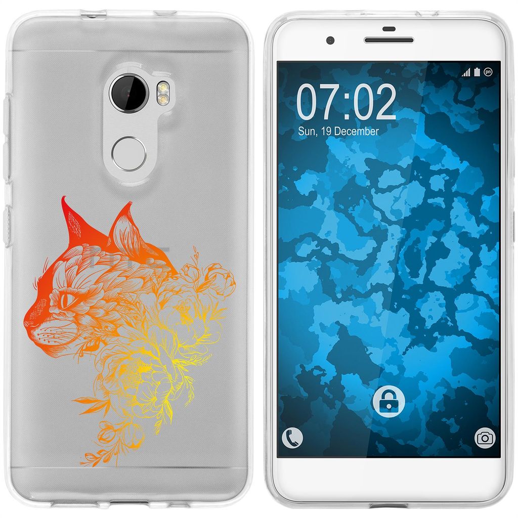 PhoneNatic Case kompatibel mit HTC One X10 Silikon-Hülle Floral Katze M2-2