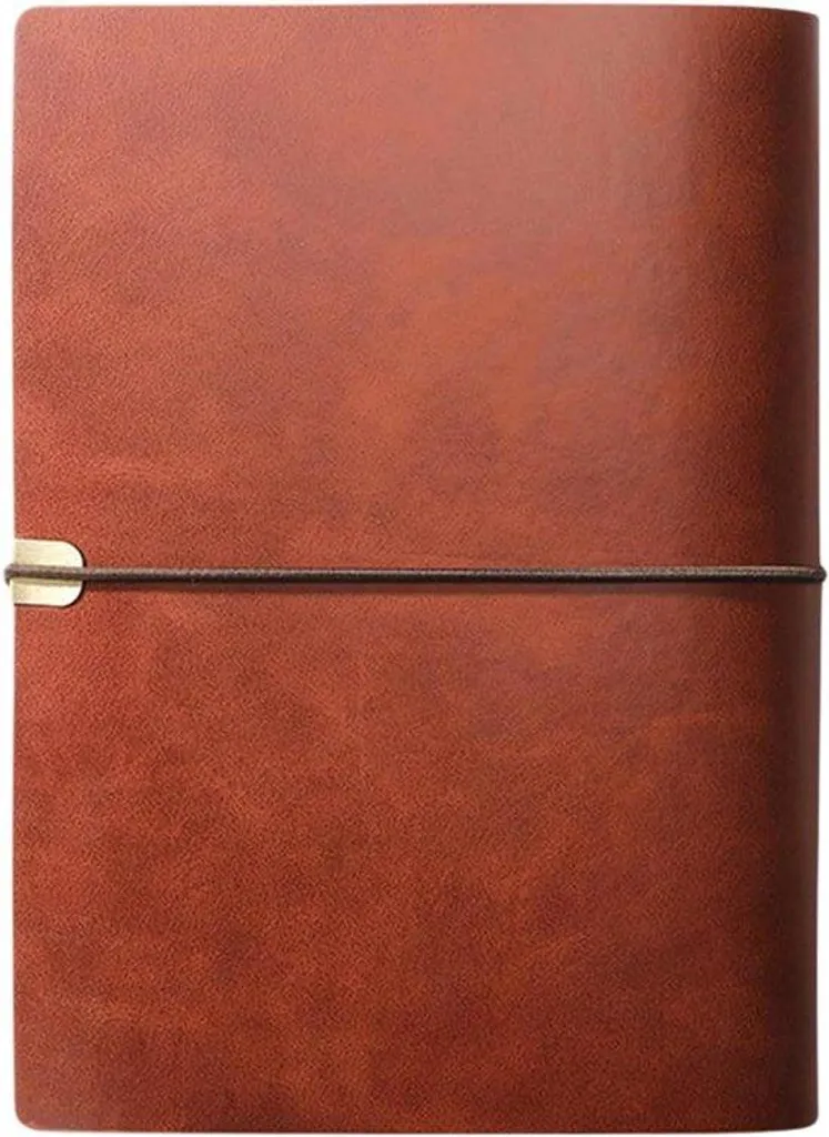 Carnet de voyage vintage en cuir marron format A5 avec reliure souple