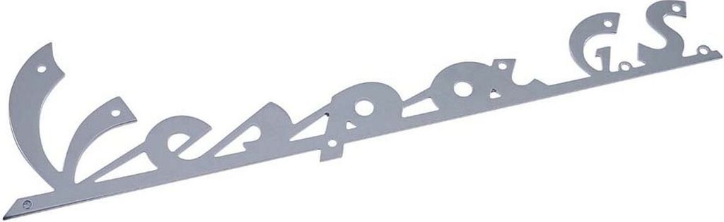 Schriftzug für Beinschild für "Vespa GS" chrom 165x46mm, 9 Nieten