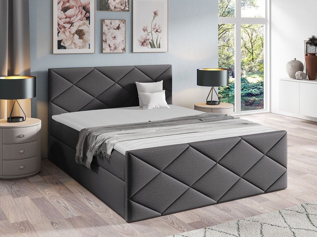 MIRJAN24 Boxspringbett Herkules, Ehebett mit zwei Bettkästen, Doppelbett, Stilvoll Schlafzimmer (Zetta 305, Größe: 180x200 cm)