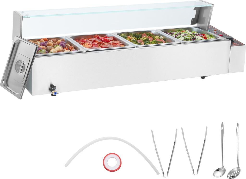 VEVOR Kommerzieller Speisenwärmer mit 4 x 8 Qt Behältern, Produktbild 