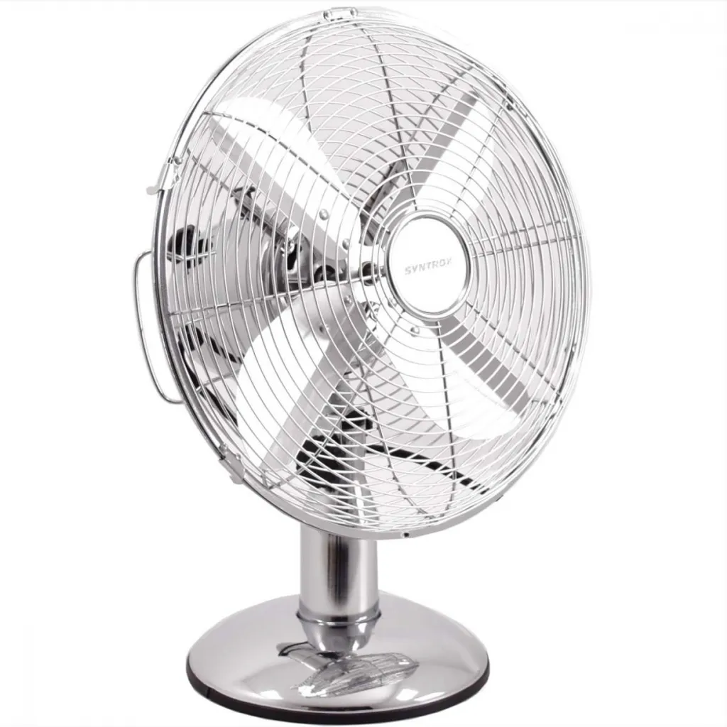 Ventilateur de table vintage en métal chromé avec mode oscillation 40W