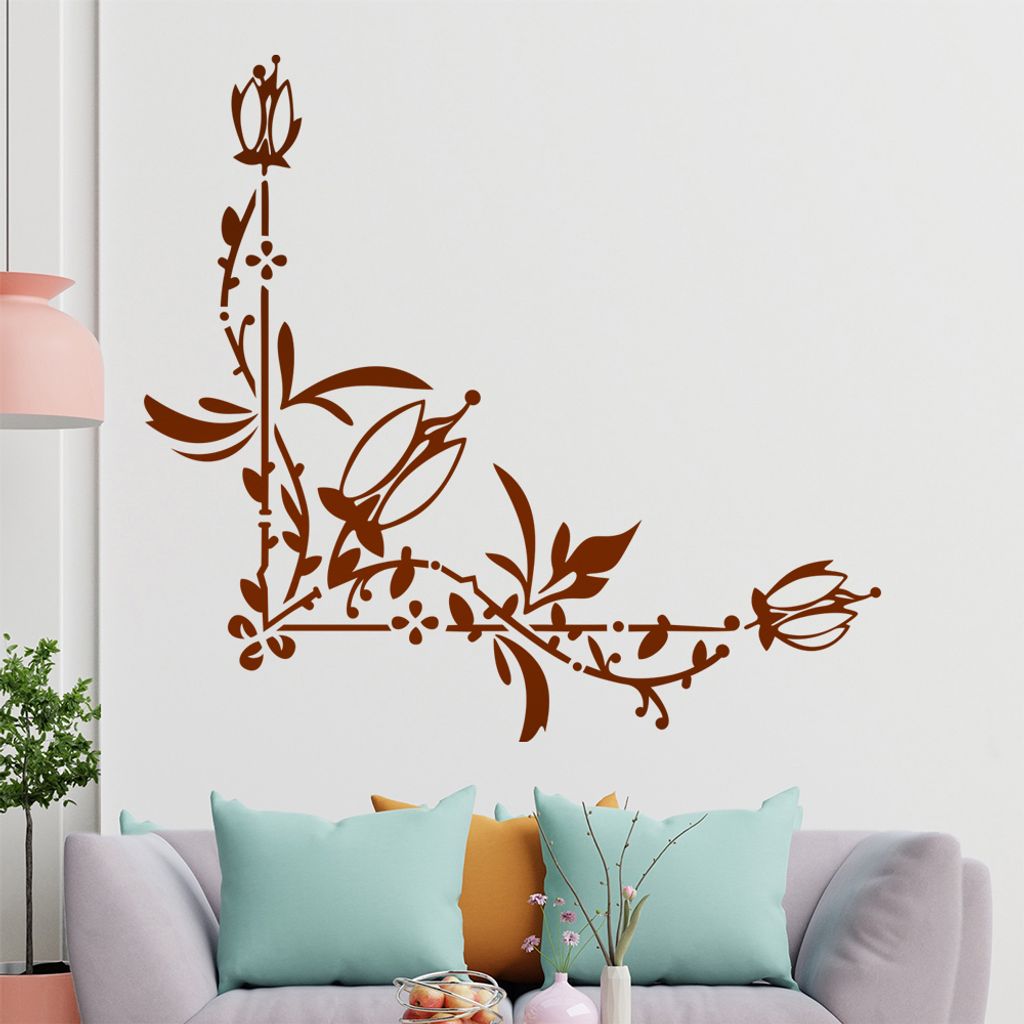 Blumenranke - Linien Wandtattoo in 6 Größen - Wandaufkleber Wall Sticker - Dekoration, Küche, Wohnzimmer, Schlafzimmer, Badezimmer