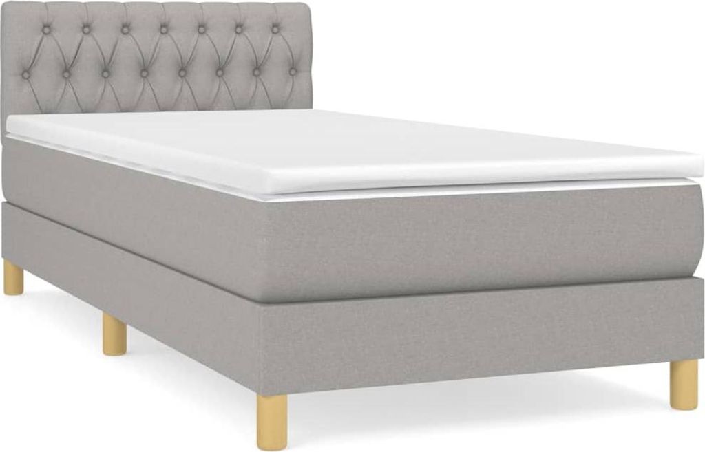 vidaXL Boxspringbett mit Matratze Hellgrau 90x190 cm Stoff