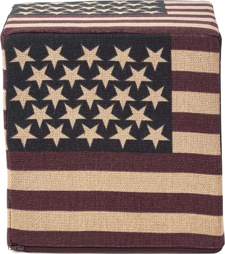 HOMESCAPES Designer Hocker Ottoman Stars and Stripes Amerika Flagge