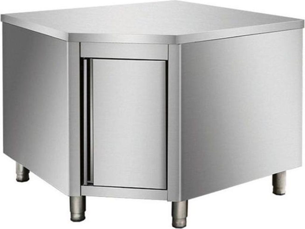 Arbeitsschrank aus Edelstahl, Eckmodul 700er Bautiefe