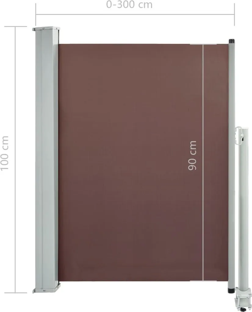 The Living Store Tenda laterale estensibile 100x300 cm Marrone - 8
