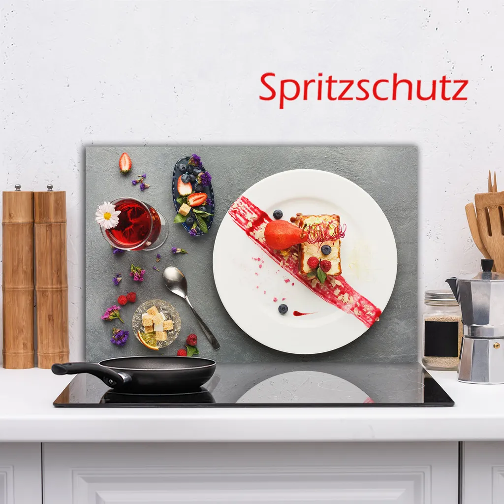 Piastra di copertura per piano cottura in ceramica 1 pezzo 80x52 frutta rosso copertura vetro decorazione alzatina - 14