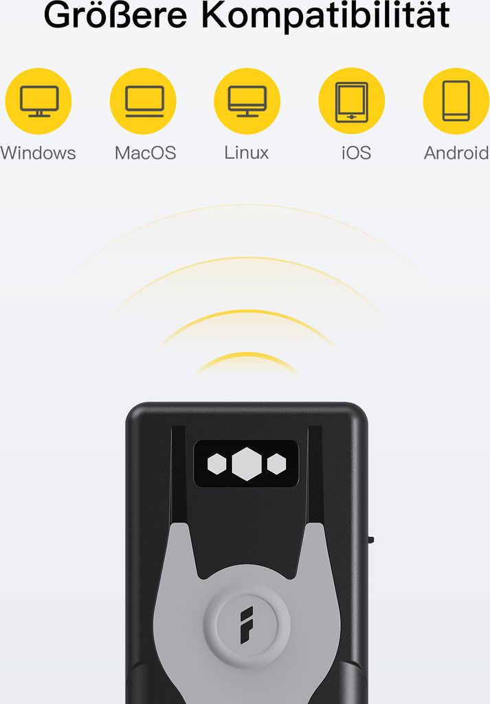 Inateck 1D CCD Bluetooth Scanner mit 2.4Ghz USB Adapter, Produktbild 3