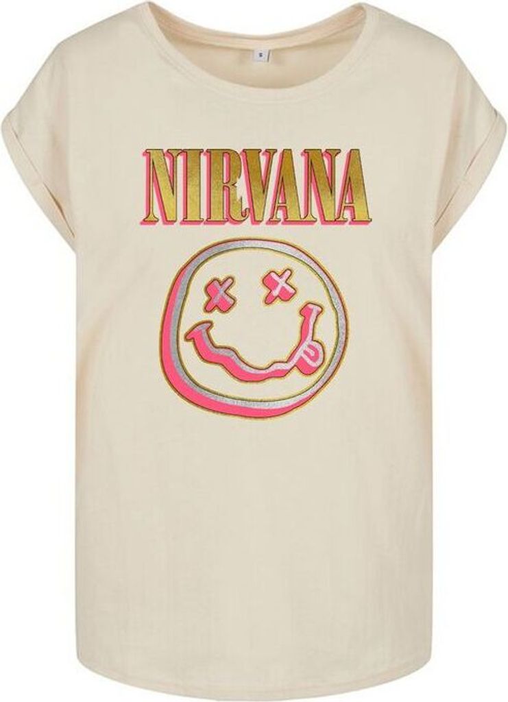 Nirvana T-Shirt Damen Coloured Logo sand Band-Merch, Bands 100% Baumwolle S