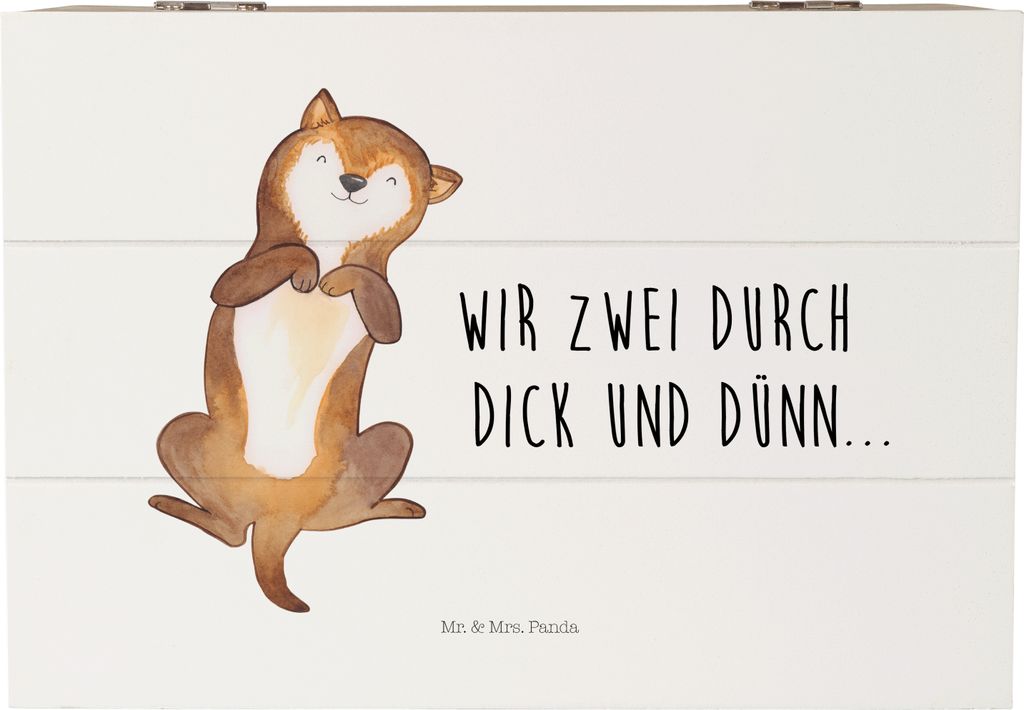 Mr. & Mrs. Panda fotokiste Hund Streicheln 22 x 15 cm - Weiß - Geschenk, Hunde, Süß, fotobox, Holzkiste, aufbewahrungskiste mit deckel, geschenk...
