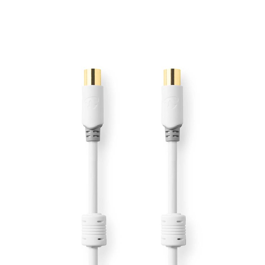 Nedis Koaxial Kabel - IEC (Coax) Stecker - IEC (Coax) Buchse - Vergoldet - 100 dB - 75 Ohm - Doppelt geschirmt - 3.00 m - Rund - PVC - Weiss - Box