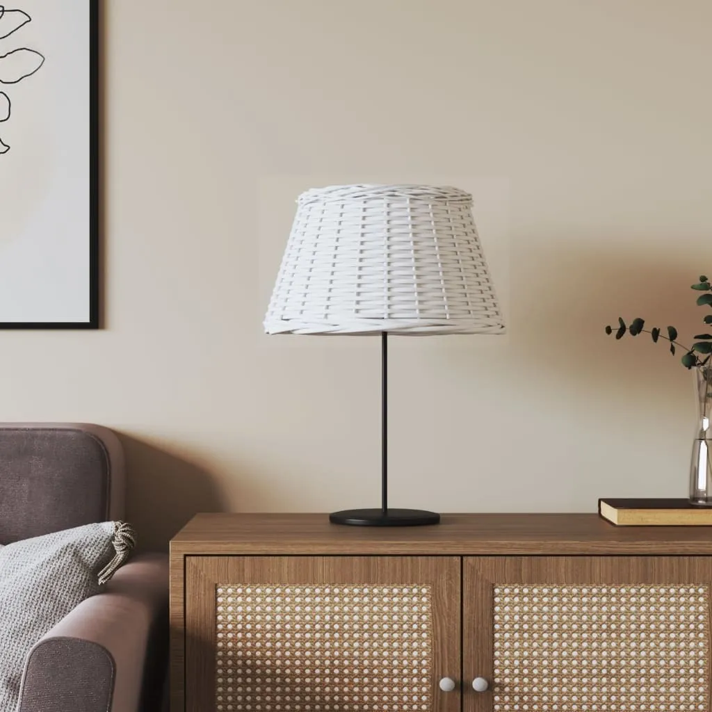 Abat-jour en osier blanc Ø50cm style bohème chic pour grand pied de lampe