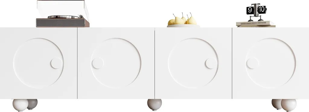 Banc TV Blanc Design Unique 180cm - Buffet Multimédia Bas pour le Salon