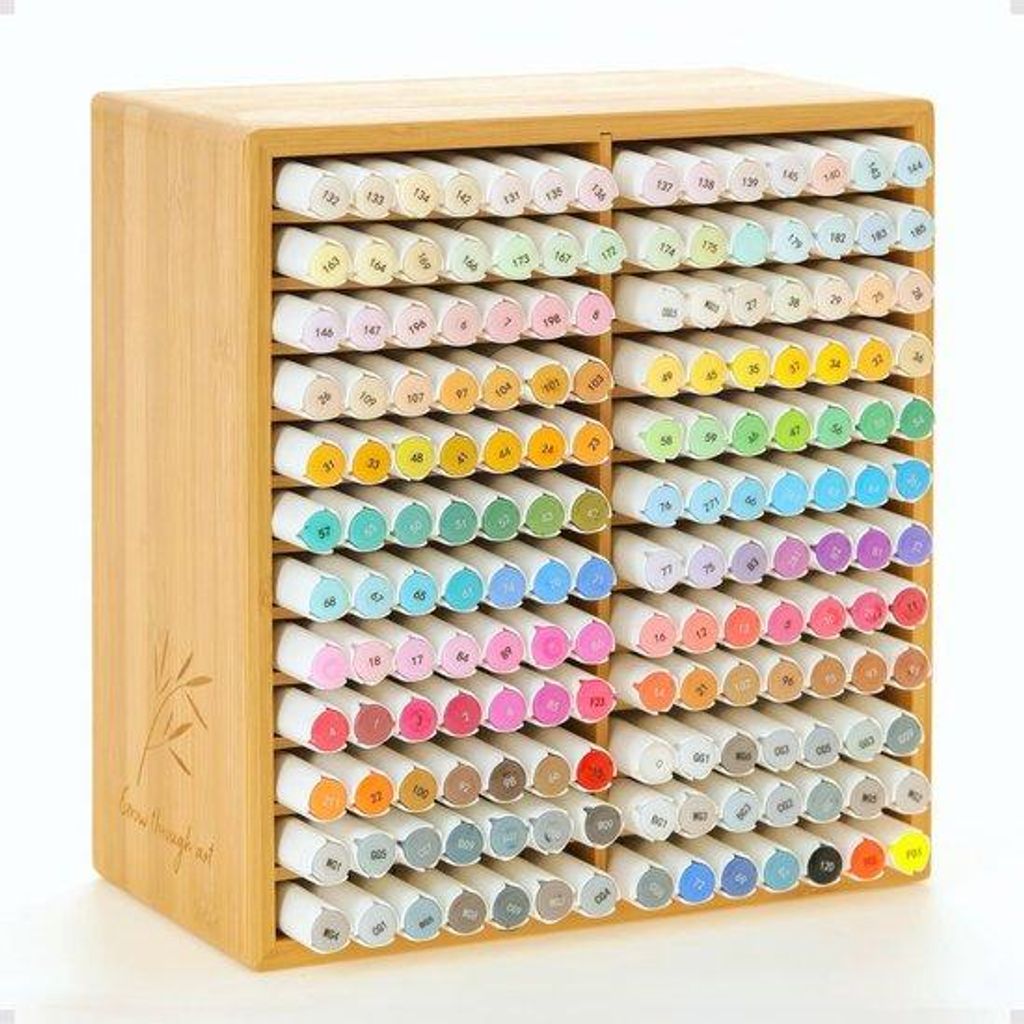 Bambus Holz Organizer für 168 Stifte, Marker, Pinsel, Büro Dekoration