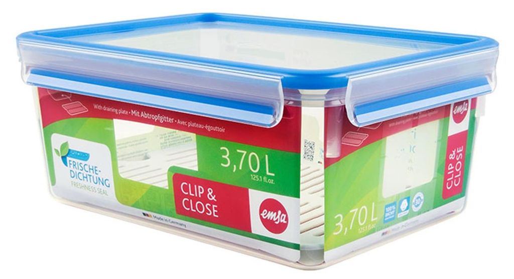 EMSA Frischhaltedose Clip & Close 3,7l mit Abtropfgitter Produktbild 