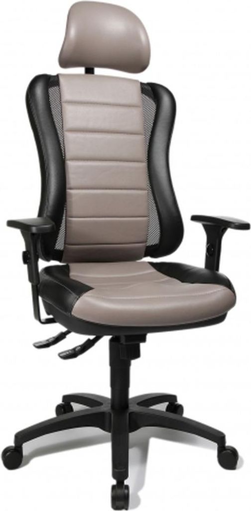 Topstar Profi Bürostuhl HEAD POINT RS Ergonomischer Schreibtischstuhl mit Armlehnen Stoff Grau Drehstuhl für Büro, Zuhause