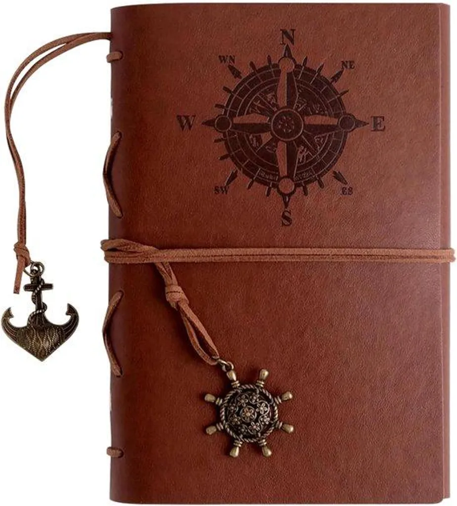 Carnet de voyage A5 en cuir vintage 150 pages reliure à anneaux