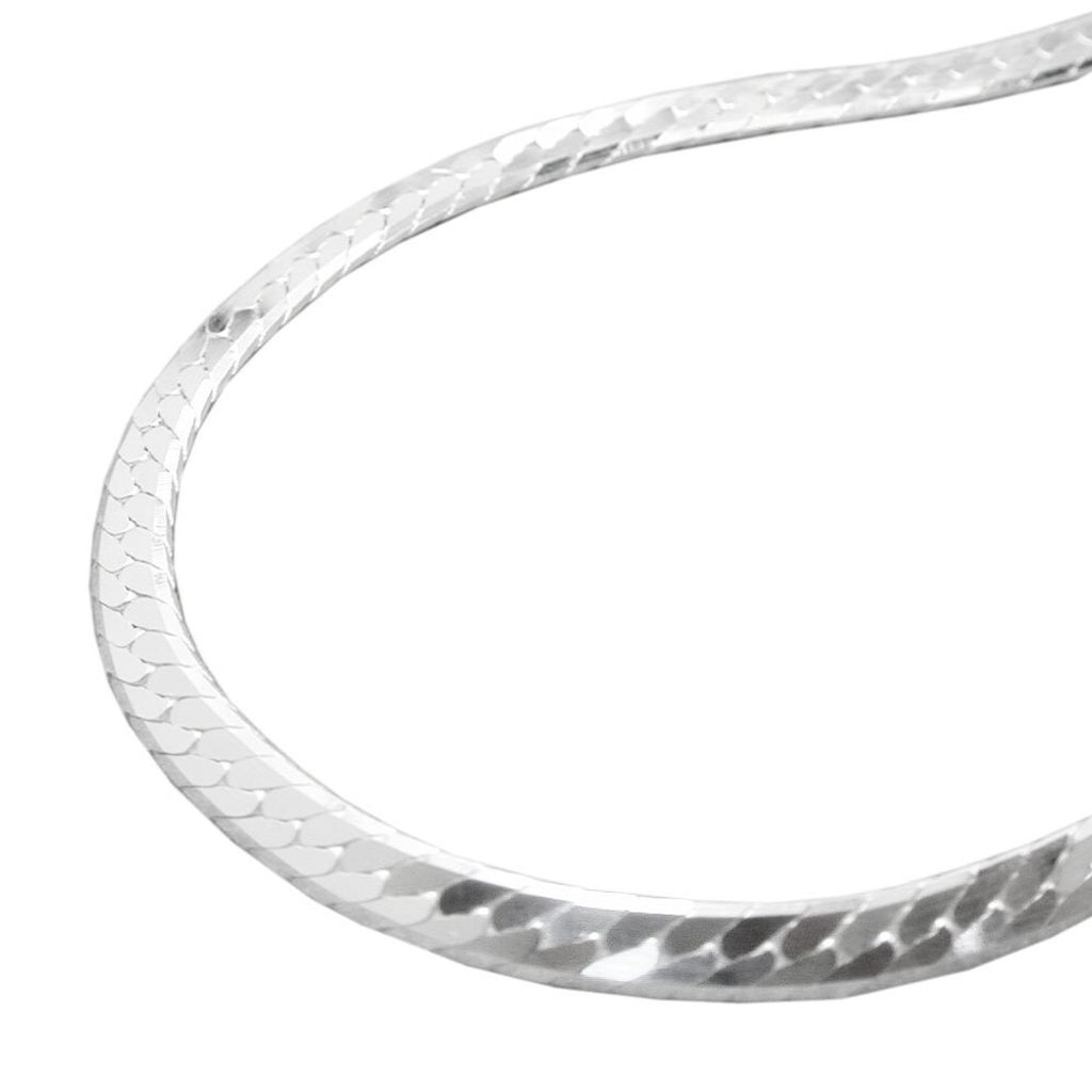 Armband 3mm Panzerkette flach gedrückt glänzend diamantiert Silber 925 19cm silber 3x0,5mm