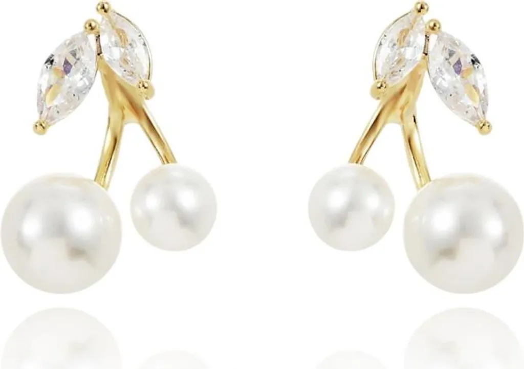 Orecchini Pendenti Ciliegia Oro 14k e Perle S925 - Eleganza KST3334 - 4