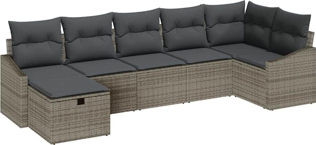 Best Möbel Garten-Sofa-Set 7 pcs - Grau 55x62x69 cm Poly Rattan - Gartensofas A3360630