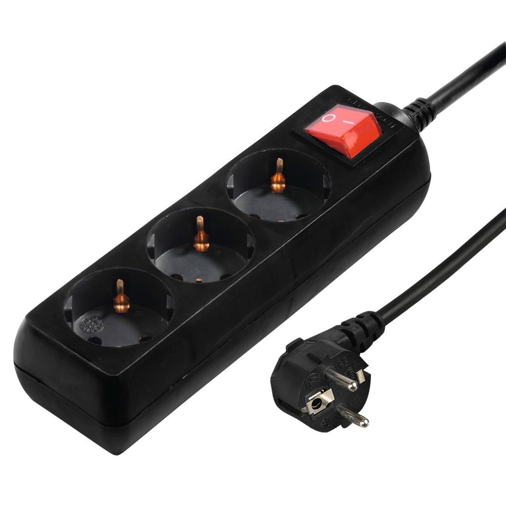 ama 108835 Multiprise 3 prises avec interrupteur 5,0 m noir Image du produit 