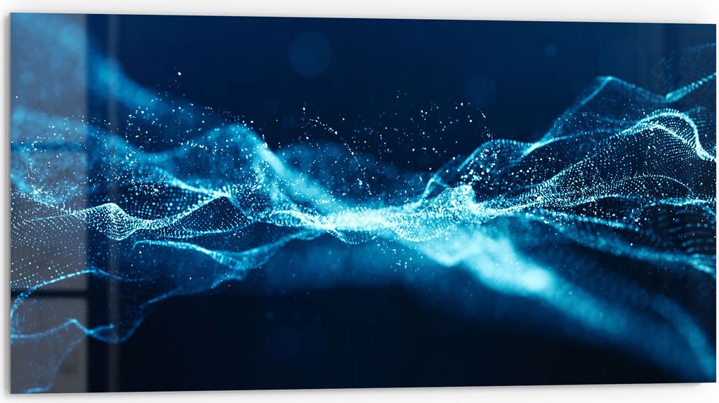 DEQORI Küchenrückwand Glas 80x40 cm 'Glühende Partikel' Spritzschutz Bad Rückwand