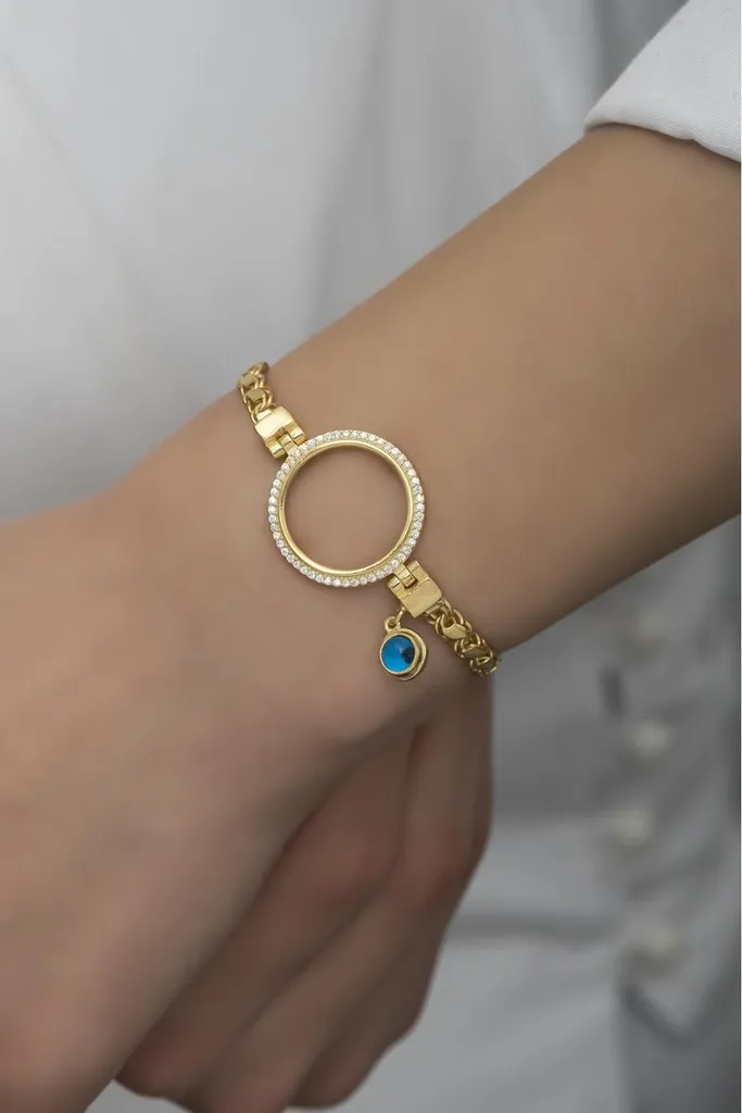 Bracelet Anti-Mauvais Œil en Argent 925 Doré, Réglable et Durable