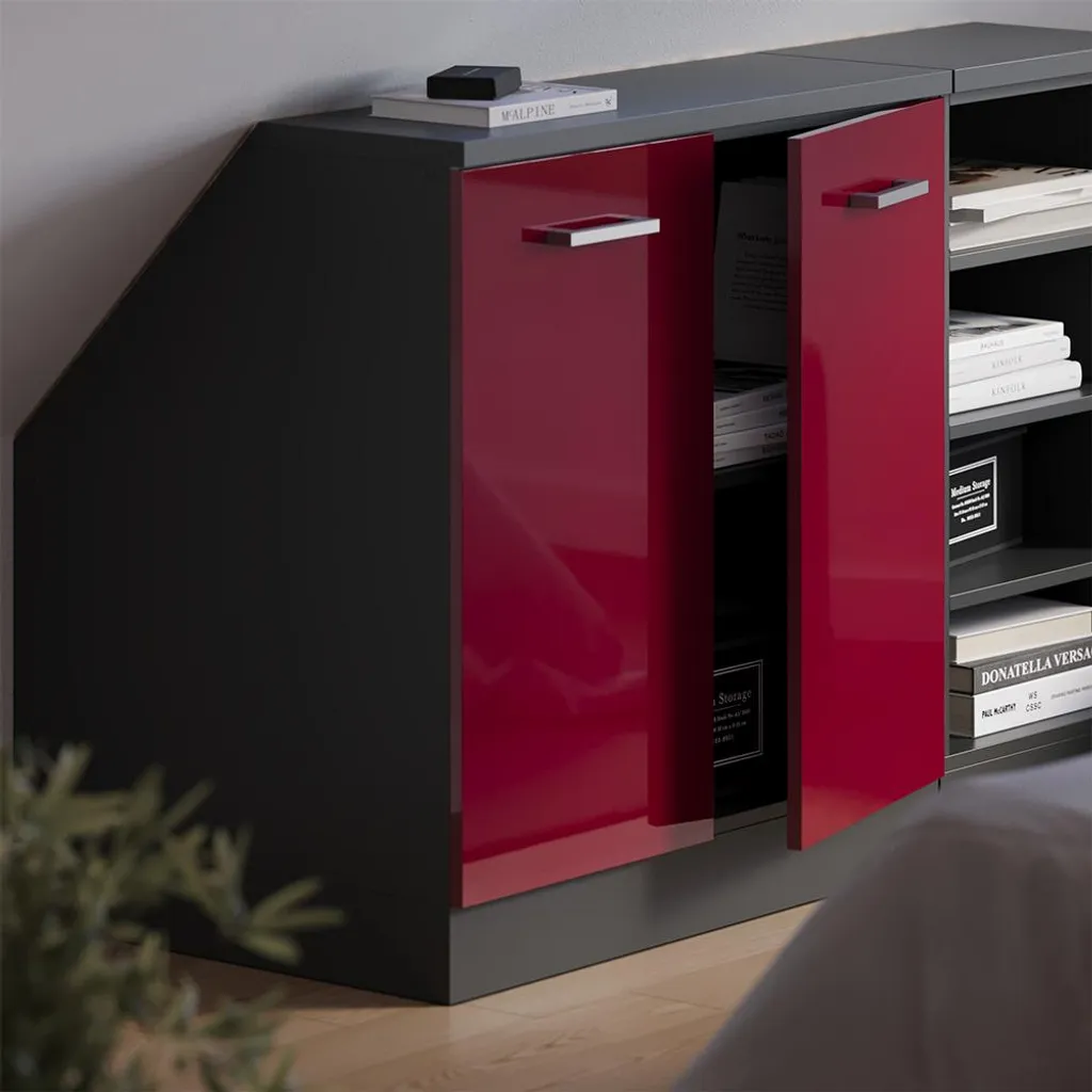 Optimisation rangement mansarde : Meuble bas Vicco Rion Rouge 80x81,6 cm - 6