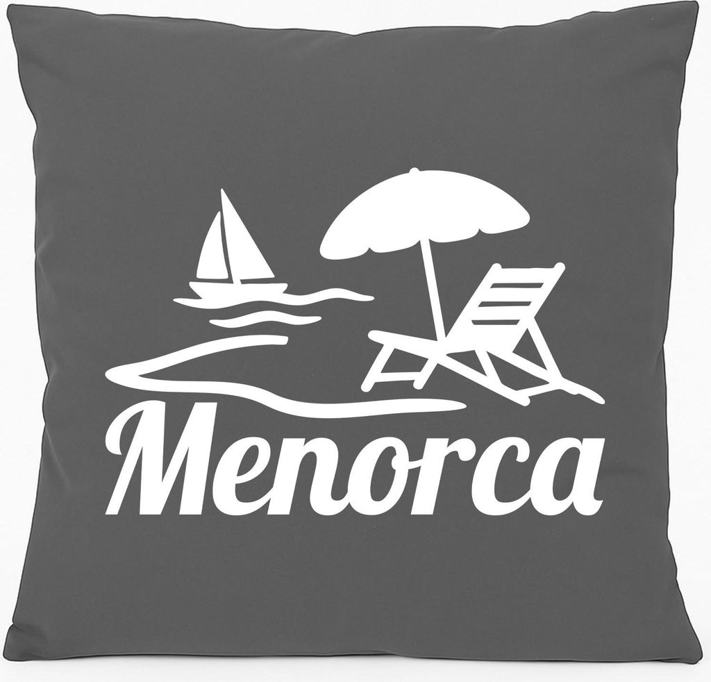 Huuraa Kissen Menorca Spanien 40x40cm mit Füllung Steel Grey Baumwolle Dekokissen Geschenkidee